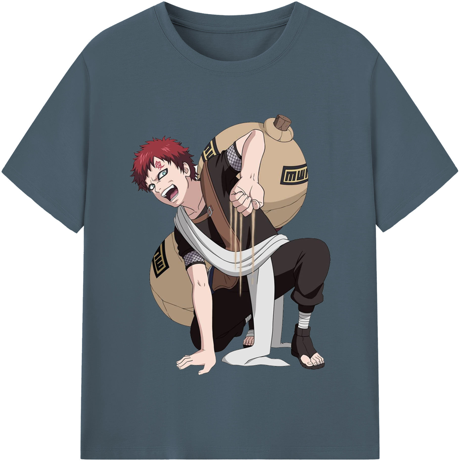 （画像用） NARUTO -ナルト- ガアラ Gaara 綿100％半袖Tシャツ（フロントプリント）
